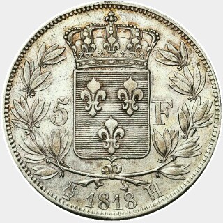 1818-H  Five Francs reverse