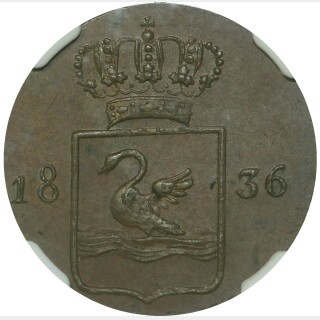 1836 Copper Pattern Pn-20 One Duit reverse