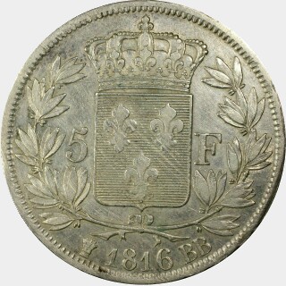 1816-BB  Five Francs reverse