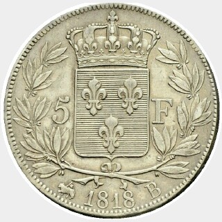 1818-B  Five Francs reverse