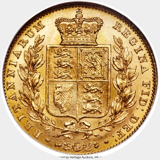 1838 Wide Shield Full Sovereign reverse