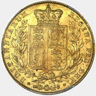 1843 Wide Shield Full Sovereign reverse