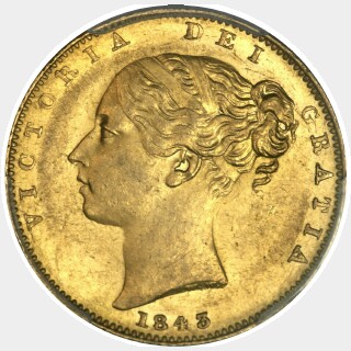 1843 Wide Shield Full Sovereign obverse
