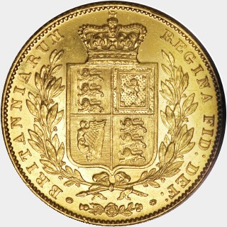 1843/2 Overdate Full Sovereign reverse