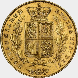 1843 Narrow Shield Full Sovereign reverse