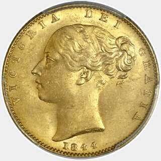 1844 Small 44 Full Sovereign obverse