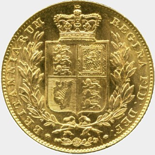 1845 Inverted 4 Full Sovereign reverse
