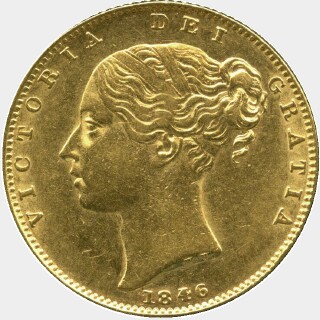 1846 Inverted 4 Full Sovereign obverse