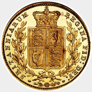 1853 Proof WW Incuse Full Sovereign reverse