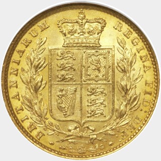 1854 WW Incuse Full Sovereign reverse
