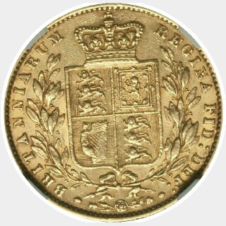 1859 Small Date Full Sovereign reverse
