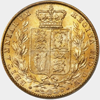 1860 Large 0 Full Sovereign reverse