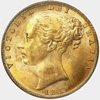 1860 Large 0 Full Sovereign obverse