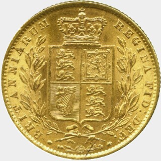 1860 O over C Full Sovereign reverse