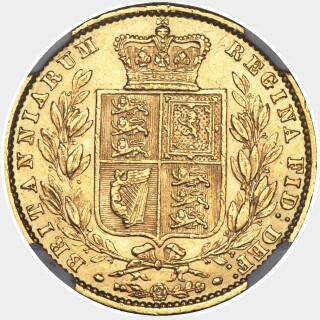 1860 Barred V Full Sovereign reverse
