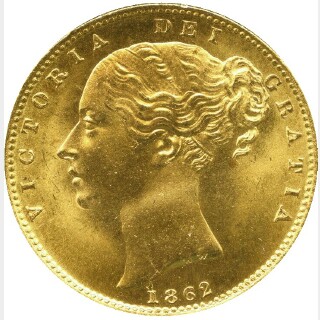 1862 Wide Date Full Sovereign obverse