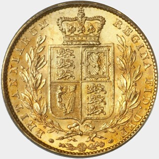 1863 Roman 1 no Die Number Full Sovereign reverse