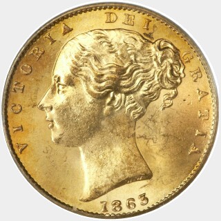 1863 Roman 1 no Die Number Full Sovereign obverse