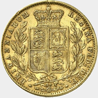 1866/5 Overdate WW Incuse with Die Number Full Sovereign reverse