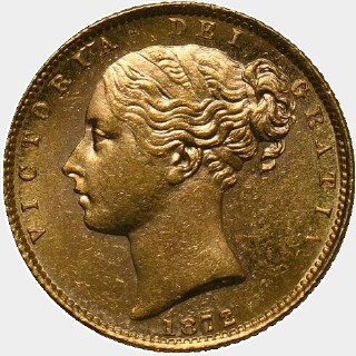 1872 with Die Number Full Sovereign obverse