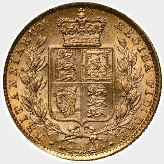 1872 no Die Number Full Sovereign reverse