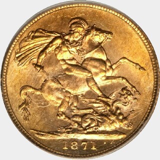 1871 Small BP Long Tail Full Sovereign reverse