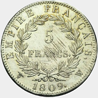 1809-W  Five Francs reverse