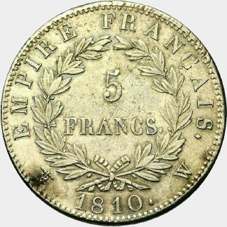 1810-W  Five Francs reverse