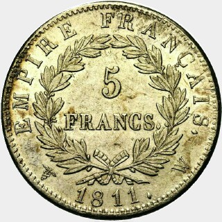 1811-W  Five Francs reverse
