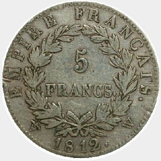 1812-W  Five Francs reverse