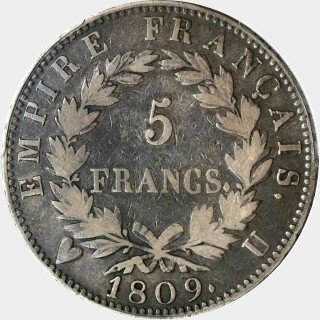 1809-U  Five Francs reverse