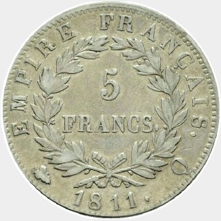 1811-Q  Five Francs reverse