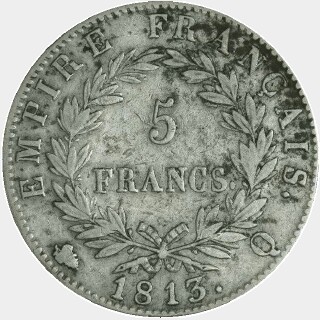 1813-Q  Five Francs reverse