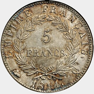 1814-Q  Five Francs reverse