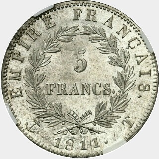 1811-T  Five Francs reverse
