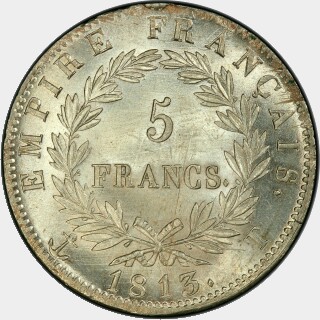 1813-T  Five Francs reverse