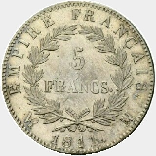 1811-MA  Five Francs reverse