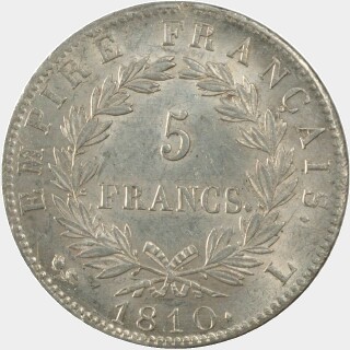 1810-L Mint Mark on Right Five Francs reverse