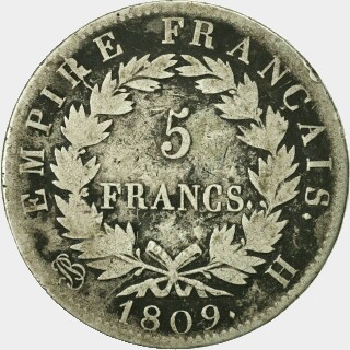 1809-H  Five Francs reverse