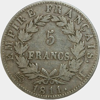 1811-H  Five Francs reverse