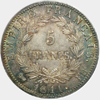 1811-BB  Five Francs reverse