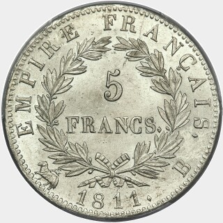 1811-B  Five Francs reverse