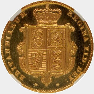 1839 Proof Plain Edge Medal Alignment Half Sovereign reverse