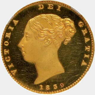 1839 Proof Plain Edge Medal Alignment Half Sovereign obverse