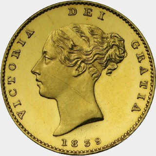 1839 Proof Plain Edge Coin Alignment Half Sovereign obverse