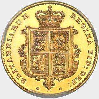 1853 Proof Small Date Half Sovereign reverse