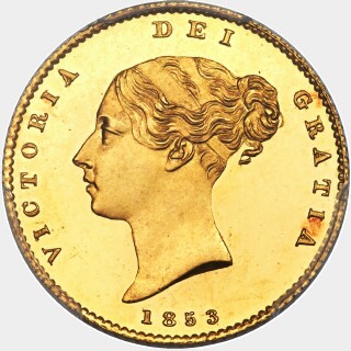 1853 Proof Small Date Half Sovereign obverse