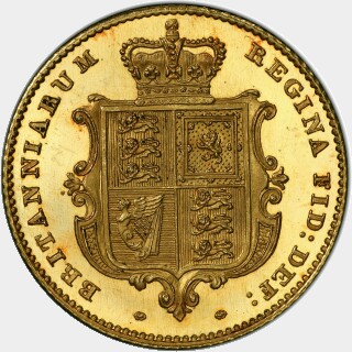 1853 Proof Large Date Half Sovereign reverse