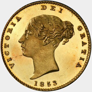 1853 Proof Large Date Half Sovereign obverse