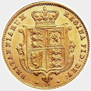 1870 Dot on Shield Half Sovereign reverse